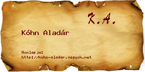 Kóhn Aladár névjegykártya